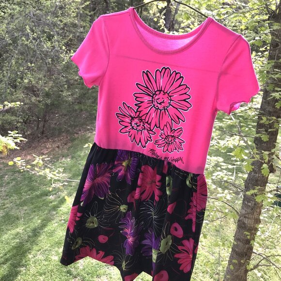 Upcycled Girl's Summer Dress: Handmade Princess Floral Clothing, Size 6/7 - Picture 6 of 11